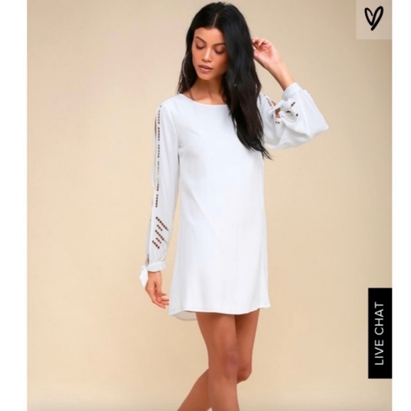 Lulus Bloomfield White Long Sleeve Shift Dress - Picture 2 of 8